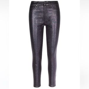 Sparkle Coated High-Rise Ankle Skinny Jeans